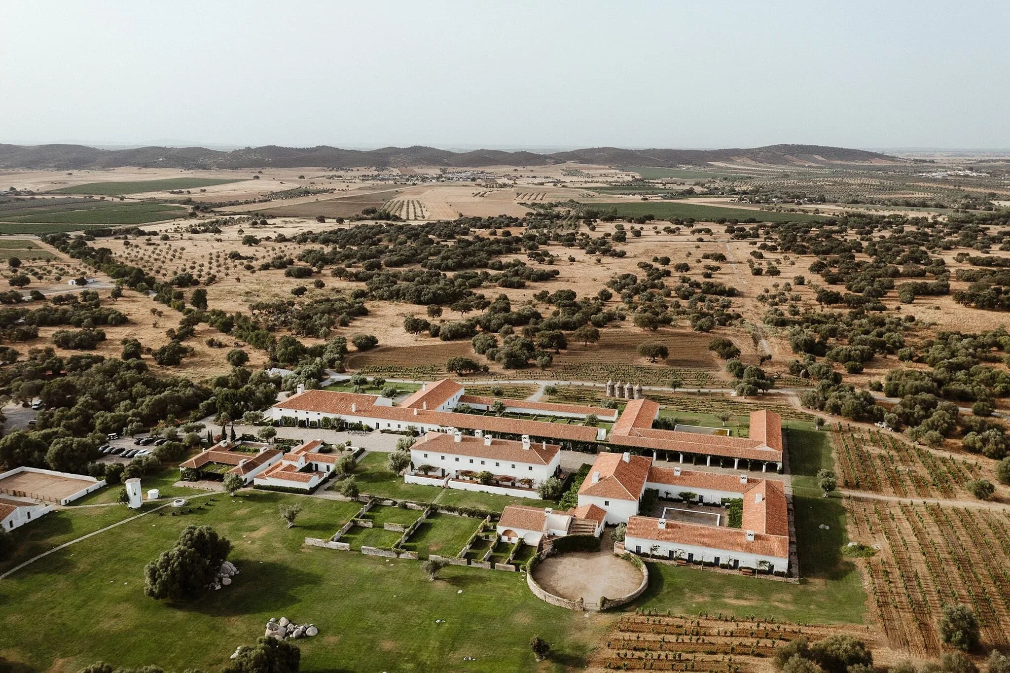 São Lourenço do Barrocal — aerial view of the estate and Alentejo landscape